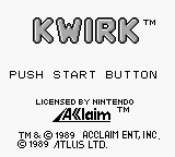 Kwirk (USA, Europe) Title Screen